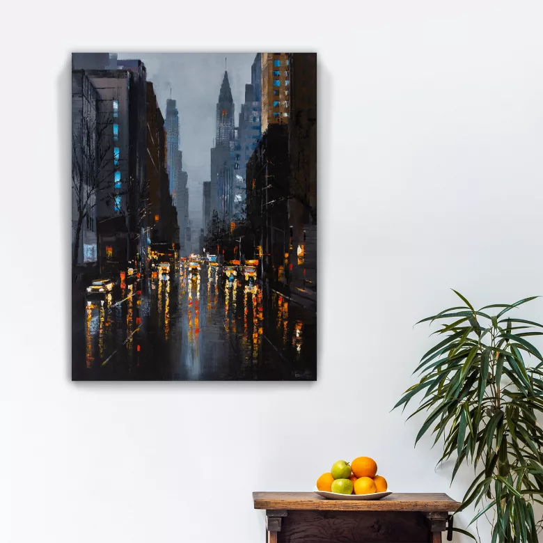 City Sparks by Paul Kenton, UK contemporary cityscape artist, an original painting from his New York Collection