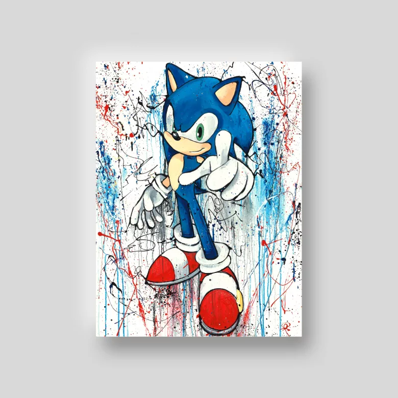 Watch Out by Paul Kenton, UK contemporary artist, a limited edition print in celebration of Sonic the Hedgehog’s 25th Anniversary